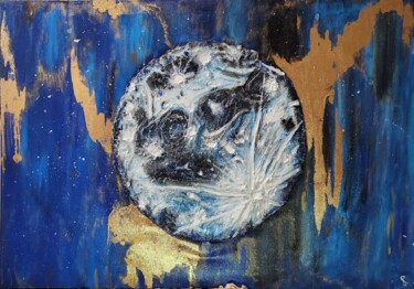 Painting titled "Золотая луна" by Shivai, Original Artwork, Acrylic
