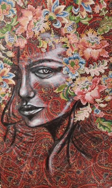 Pintura intitulada "Женщина любовь" por Shivai, Obras de arte originais, Acrílico