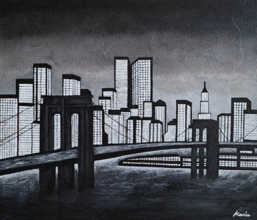 city at night Peinture intitulée "city at night" par So Hyon Kim, Œuvre d'art originale, Acrylique