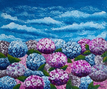 Malerei mit dem Titel "dream of hydrangea3" von So Hyon Kim, Original-Kunstwerk, Acryl