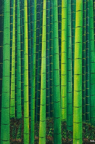 Pintura intitulada "bamboo grove2" por So Hyon Kim, Obras de arte originais, Acrílico