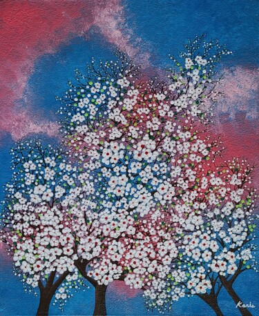 Painting titled "cherry blossom1" by So Hyon Kim, Original Artwork, Acrylic