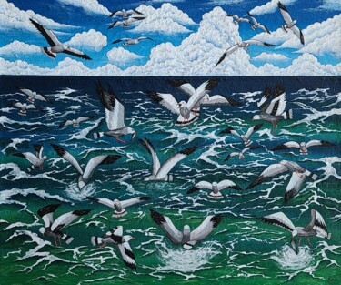 Painting titled "dream of seagull2" by So Hyon Kim, Original Artwork, Acrylic