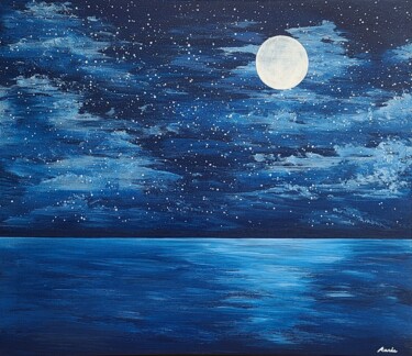 Malerei mit dem Titel "moon night2" von So Hyon Kim, Original-Kunstwerk, Acryl