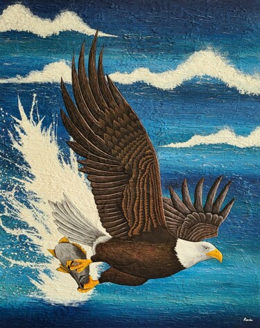 Pintura intitulada "dynamic eagle1" por So Hyon Kim, Obras de arte originais, Acrílico