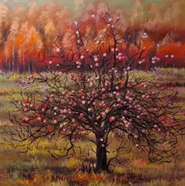 Картина под названием "Дикая яблонька" - Tatiana Shmakova, Подлинное произведение искусства, Масло Установлен на Деревянная…