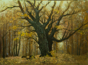 Painting titled "Заколдованный лес" by Tatiana Shmakova, Original Artwork, Oil Mounted on Wood Stretcher frame