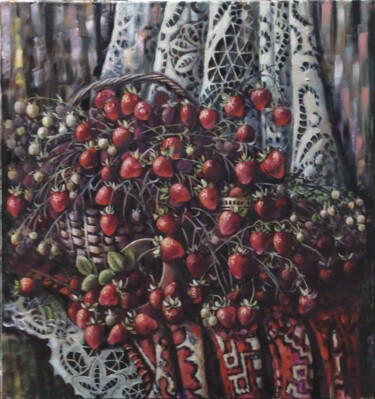 Картина под названием "Клубничка" - Tatiana Shmakova, Подлинное произведение искусства, Масло Установлен на Деревянная рама…
