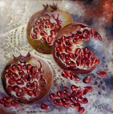Картина под названием "Разбитые гранаты 2" - Tatiana Shmakova, Подлинное произведение искусства, Масло Установлен на Деревян…