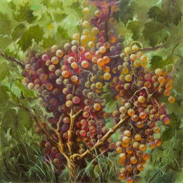 Картина под названием "Солнечный виноград" - Tatiana Shmakova, Подлинное произведение искусства, Масло Установлен на Деревян…
