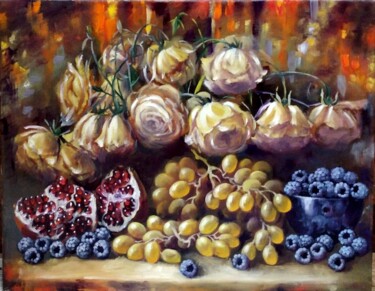 Картина под названием "Виноград и ежевика" - Tatiana Shmakova, Подлинное произведение искусства, Масло Установлен на Деревян…
