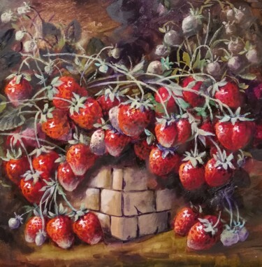 Картина под названием "Спелая клубничка" - Tatiana Shmakova, Подлинное произведение искусства, Масло