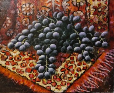Картина под названием "Гроздь винограда" - Tatiana Shmakova, Подлинное произведение искусства, Масло Установлен на Деревянна…