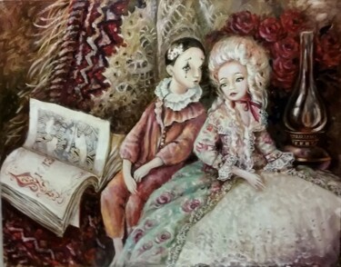 Painting titled "Старые старые сказк…" by Tatiana Shmakova, Original Artwork, Oil Mounted on Wood Stretcher frame