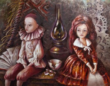 Painting titled "Мелкие обиды. Серия…" by Tatiana Shmakova, Original Artwork, Oil Mounted on Wood Stretcher frame
