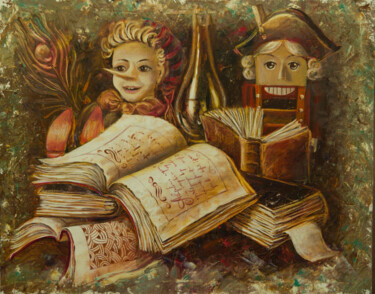 Painting titled "Любимые сказки. Сер…" by Tatiana Shmakova, Original Artwork, Oil Mounted on Wood Stretcher frame