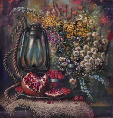 Картина под названием "Теплый деревенский…" - Tatiana Shmakova, Подлинное произведение искусства, Масло Установлен на Деревя…