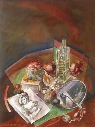 Картина под названием ""Натюрморт с репрод…" - Victor Shmokhin, Подлинное произведение искусства