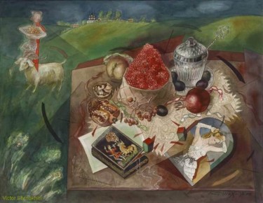 Картина под названием ""Натюрморт в зелёны…" - Victor Shmokhin, Подлинное произведение искусства