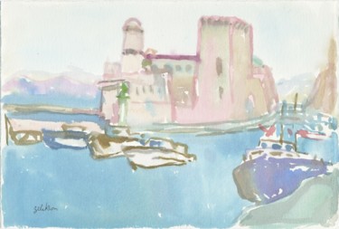 Painting titled "Marseille : Fort Sa…" by Amos Zelikson, Original Artwork, Watercolor