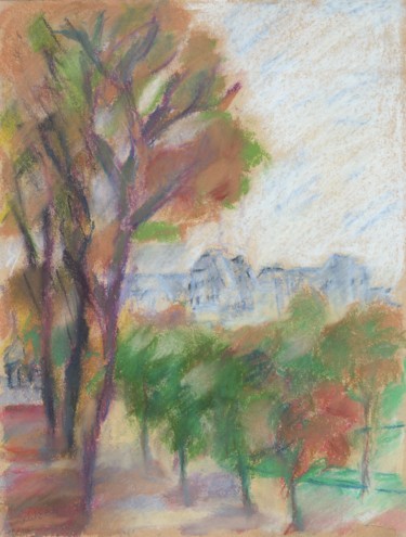 Drawing titled "P22 Automne (Paris)" by Amos Zelikson, Original Artwork, Pastel