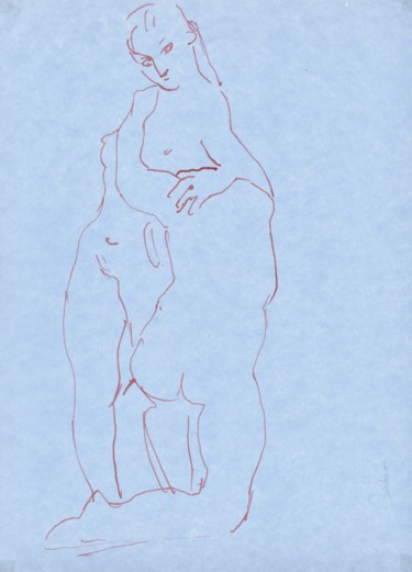 图画 标题为“E25 Couple” 由Amos Zelikson, 原创艺术品, 墨