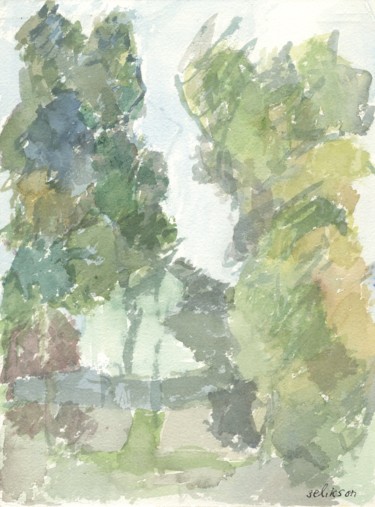 Painting titled "A29 Arbres" by Amos Zelikson, Original Artwork, Watercolor