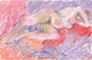 Dessin intitulée "P30 Femme Nue Couch…" par Amos Zelikson, Œuvre d'art originale, Pastel