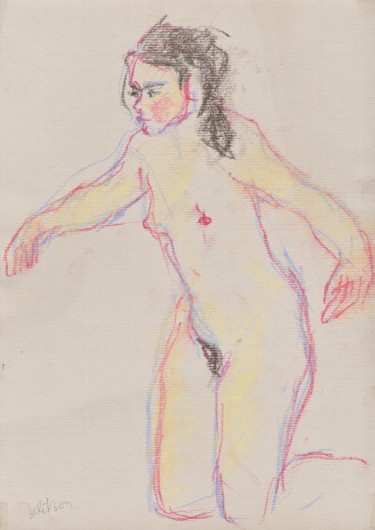 Drawing titled "C03 Femme Nue Accro…" by Amos Zelikson, Original Artwork, Pencil