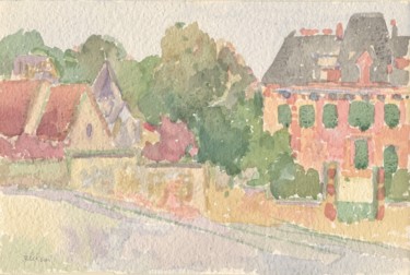 Painting titled "A53 : Palaiseau" by Amos Zelikson, Original Artwork, Watercolor