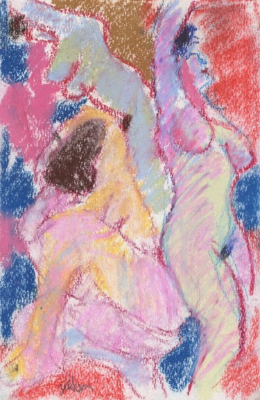 Dessin intitulée "P38 Trois Femmes  N…" par Amos Zelikson, Œuvre d'art originale, Pastel