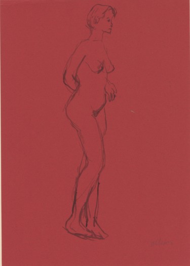 Drawing titled "E43 Femme  Nue Debo…" by Amos Zelikson, Original Artwork, Ink