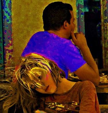 Digital Arts titled "Girl and Blue" by Shmuel Ben Hagai, Original Artwork, Digital Painting