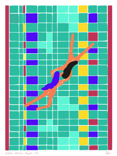 Arts numériques intitulée "Rosé piscine" par Sho, Œuvre d'art originale, Peinture numérique