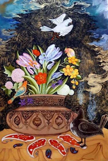 Malarstwo zatytułowany „Isfahan Souvenir” autorstwa Shokoufeh Hassanzarei, Oryginalna praca, Gwasz