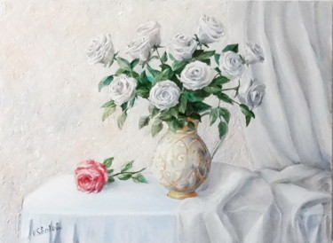 Painting titled "“The unusual rose”" by V.Sholoh, Original Artwork, Oil