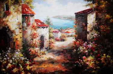 Pintura intitulada ""Uma agradável cami…" por V.Sholoh, Obras de arte originais, Óleo