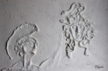 Sculpture titled "Perseus slaying Med…" by Petya Shopova, Original Artwork, Clay