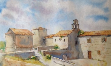 Summer landscape.Croatia. Картина под названием "Summer landscape.Cr…" - Alexandra Shrayner, Подлинное произведение искусства, Акварель