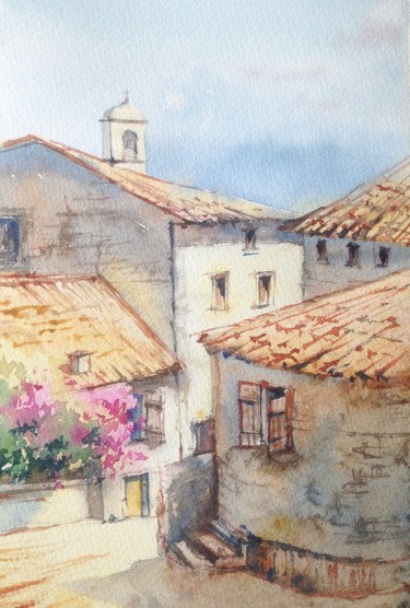 Painting titled "Croatia" by Alexandra Shrayner, Original Artwork, Watercolor