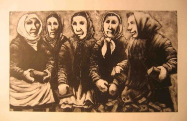 Printmaking titled "russian women" by Yury Shtapakov, Original Artwork