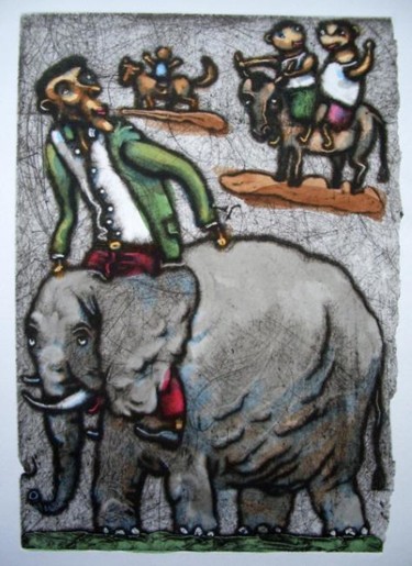 Отпечатки и Гравюры под названием "ride on the elephant" - Yury Shtapakov, Подлинное произведение искусства