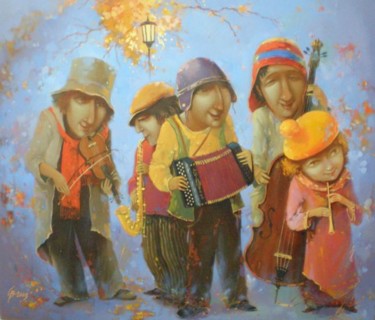 Painting titled "Весёлые музыканты" by Stepan Verbeshchuk, Original Artwork