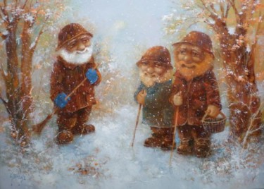Картина под названием "Первый снег,а мы-за…" - Stepan Verbeshchuk, Подлинное произведение искусства