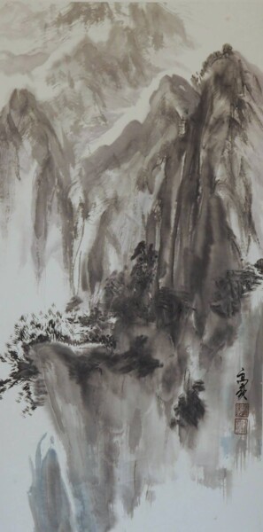 Peinture intitulée "Chute d’eau, Je chu…" par Shuang Gao, Œuvre d'art originale, Encre