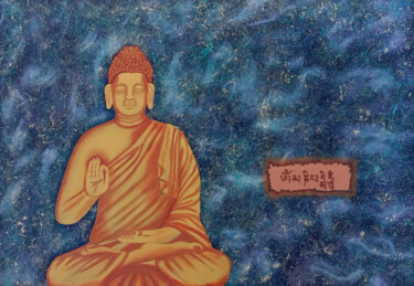 Malerei mit dem Titel "The Buddha" von Shubham Nirala, Original-Kunstwerk, Acryl