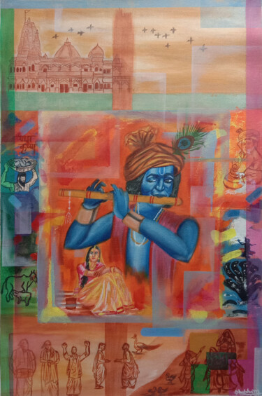 Pintura titulada "Shri Krishna" por Shubham Nirala, Obra de arte original, Acrílico