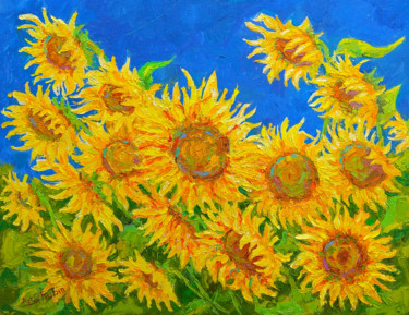 Painting titled "«The yellow field n…" by Artem Shubin, Original Artwork, Oil