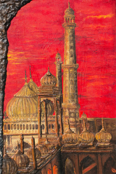 Painting titled "The Imambara in Luc…" by Artist Shuchi, Original Artwork, Acrylic Mounted on Wood Panel
