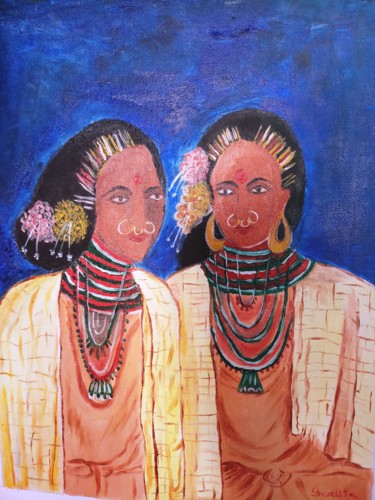 Painting titled "Tribal Women" by Shuchita Srivastava, Original Artwork, Oil